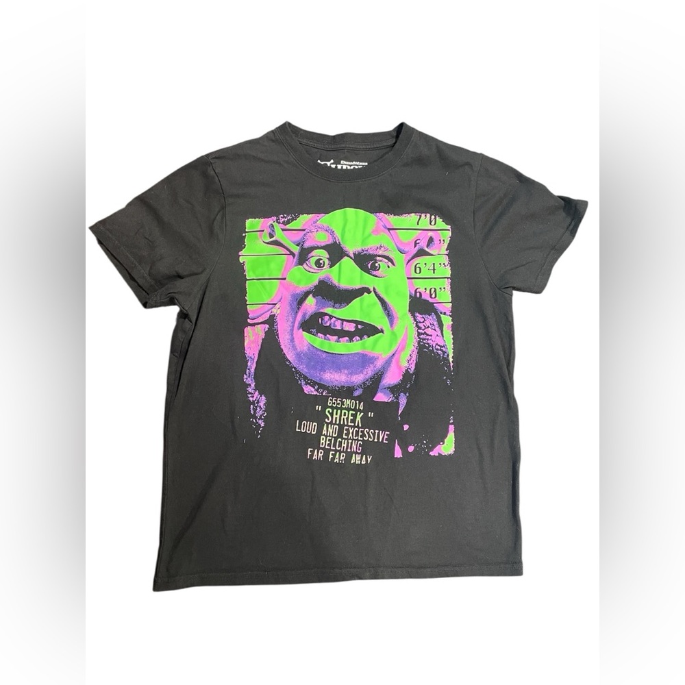Shrek Dreamworks Black & Green Prison Graphic T-Shirt Medium Men’s EUC